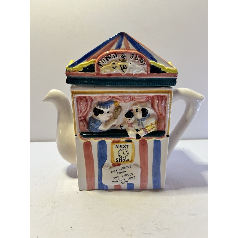 Regency Fine Arts Punch & Judy Collector's English Pottery Teapot By Guy Higgins